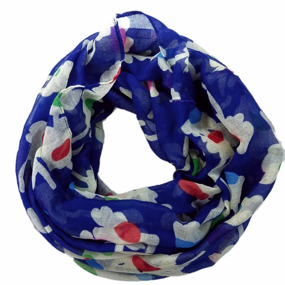 Accessories - Floral Multi Print Infinity Scarf Loop Blue